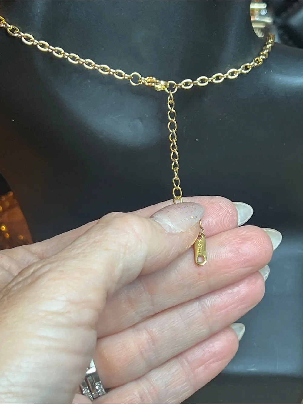 Stainless Steel Gold Anagram Medallion Necklace